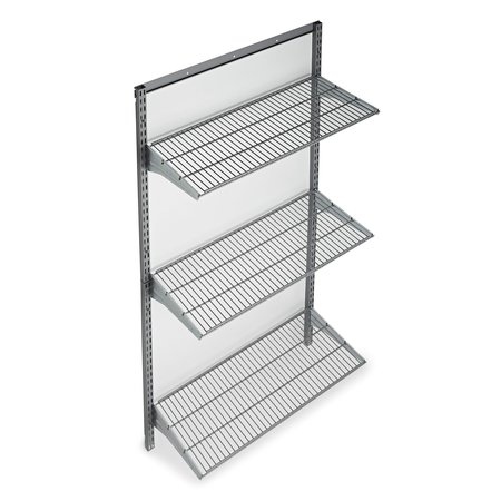 TRITON PRODUCTS 33 In. W x 63 In. H Gray Wall Mount Shelving Unit with 3 Steel Wire Shelves & Mounting Hardware 1799